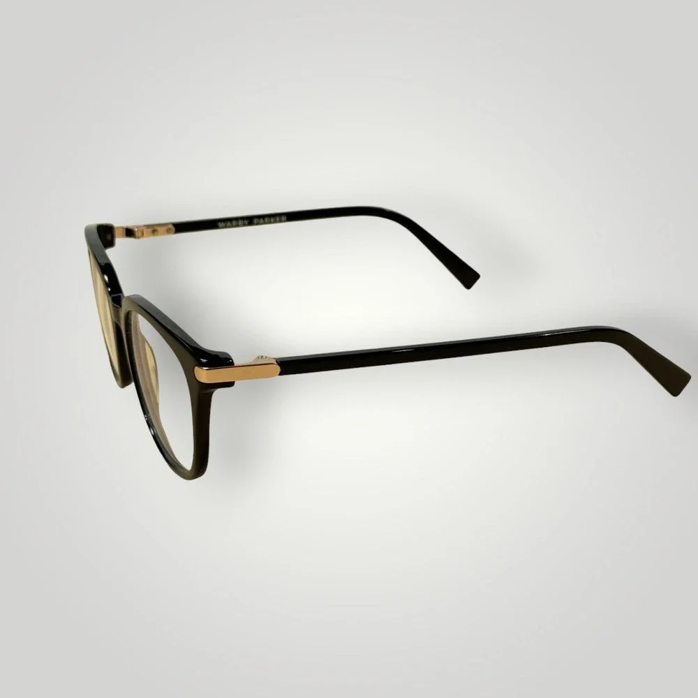 Warby Parker Maeve 7100 Black Square Eyeglasses Gold Accents Italy 51-19-135